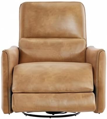 CHITA Power Recliner Chair Swivel Glider, FSC Certified Upholstered Faux Leather Living Room Nursery Reclining Sofa Chair with Lumbar Support, Cognac Brown