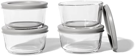 DURA LIVING 8-Piece Glass Food Storage Containers Set (4 Containers + 4 BPA-Free Lids) | 7-Ounce, Leakproof | Microwave, Freezer, Oven & Dishwasher Safe | Ideal for Meal Prep & Pantry Organization