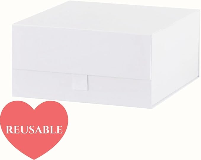 White Gift Box 8x8x4 Inches Small Gift Boxes for Presents with Magnetic Closure Lid Luxury Collapsible Gift Box Bridesmaid, Wedding, Birthday Boxs for Gift Packaging