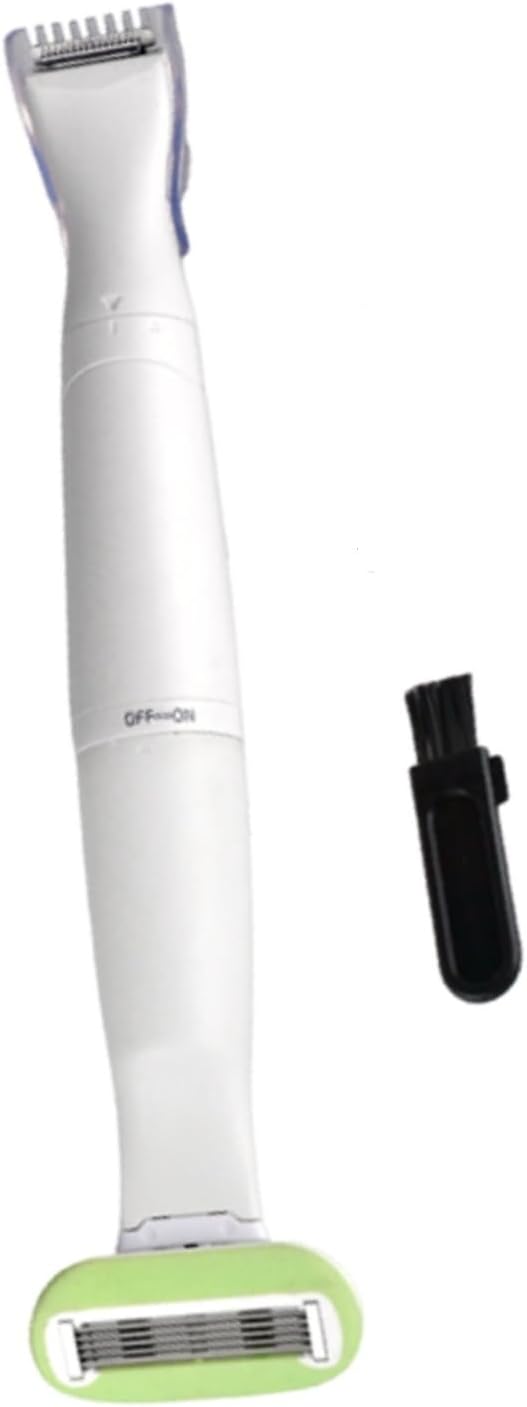 2-in-1 Pubic Hair Trimmer for Women & Men,Electric Bikini Shaver with Thinning Clipper & Manual Safety Razor,Painless Body Haircut Remover for Intimate Area,Armpit,Leg,Battery Operated