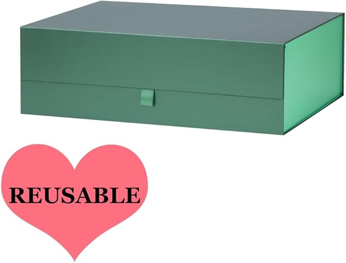 Extra Large Green Gift Box 3 Pack 16.5x14x5.5 Inches,Gift Boxs for Presents with Lid Magnetic Closure Collapsible,Groomsman Proposal Box,Birthday, Christmas,for Clothes and Large Gifts