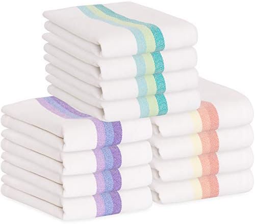 GREEN LIFESTYLE Kitchen Dish Towels Set of 12-Tea Towels 100% Cotton. Large Dish Cloths 28"x20" Soft and Absorbent Great for Home or Restaurant