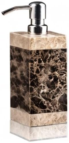 Hand Liquid&Lotion Soap Dispenser Pump Bottle Natural Marble for Kitchen Bathroom Countertop Laundry Room Holds Dish Soap Shampoo Laundry Liquid Shower Gel(Coffee Colour)