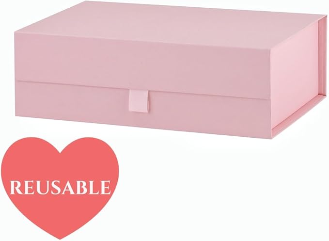 Pink Gift Box for Presents 10.8x7.5x3.5 Inches Magnetic Gift Boxes with Lid Luxury Gift Box for Rectangle Collapsible for Bridesmaid, Wedding, Birthday Gift Packging