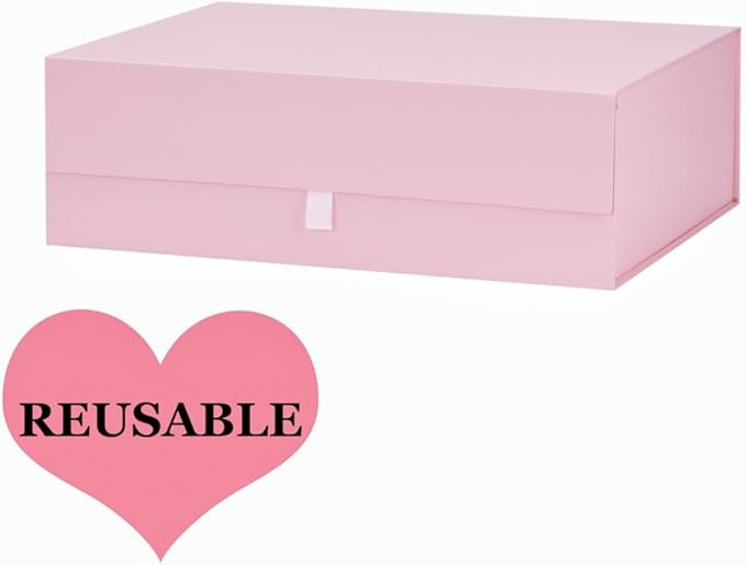 Extra Large Pink Gift Box 16.5x14x5.5 Inches,Gift Boxs for Presents with Lid Magnetic Closure Collapsible,Bridesmaid Proposal Box,Birthday, Christmas,for Clothes and Large Gifts