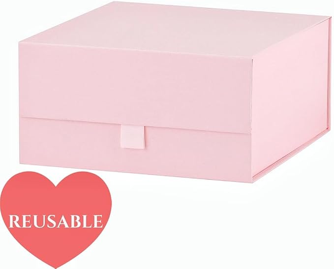Pink Gift Box 8x8x4 Inches Small Gift Boxes for Presents with Magnetic Closure Lid Luxury Collapsible Gift Box Bridesmaid, Wedding, Birthday Boxs for Gift Packaging