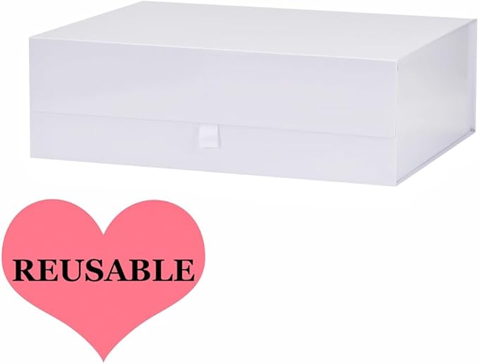 Extra Large White Gift Box 16.5x14x5.5 Inches,Gift Boxs for Presents with Lid Magnetic Closure Collapsible,Bridesmaid Proposal Box,Birthday, Christmas,for Clothes and Large Gifts