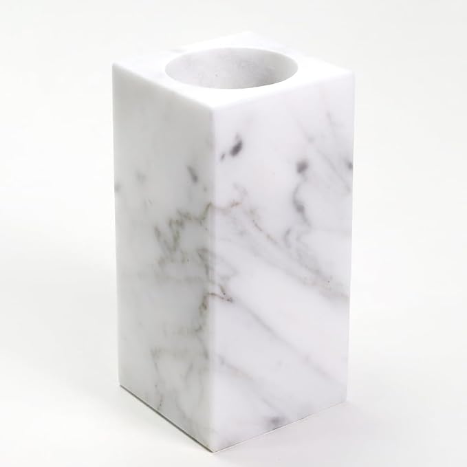 Natural Marble Flower Vase, White Vase Modern Farmhouse Home Decor, Premium Marble Craft Vases for Living Room Shelves Table Center Wedding