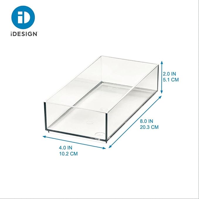 iDesign Stackable Makeup Drawer Organizer - Vanity Organizer or Desk Organizer - Clear/Matte White