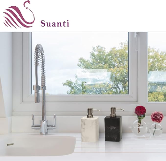 Soap Dispenser 2 Pack, 15 Oz Soap Dispenser with Brushed Nickel Pump.Refillable Hand Soap Dispenser for Bathroom Countertop & Kitchen Home Decor-White