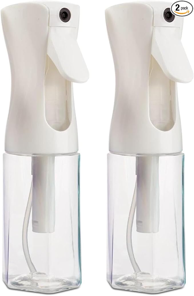 2 Pack Continuous Mist Spray Bottle – Ultra Fine Mist for Hair Styling, Salon Use, and Versatile Applications – Ideal for Plants, Cleaning, and Travel – 5 oz Clear Octagon Shape Empty Bottle