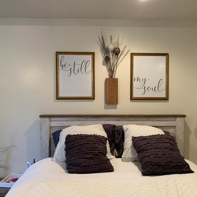 Wood Wall Planter Set of 2, Wood Wall Pocket for Greenery and Dried Flowers, Indoor Hanging Vase, Modern Farmhouse Wall Decor for Living Room Bedroom Office Eucalyptus Stems Decorations (Walnut)