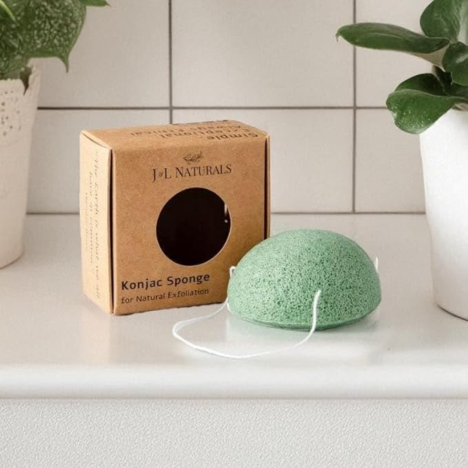 J&L Naturals Konjac Sponge | Exfoliating Face & Body Sponge for All Skin Types | Gentle Scrub | Cruelty Free, Vegan, Natural, Sustainable (Variety Pack, 5-Pack Bundle)