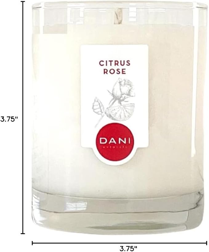 DANI Naturals Soy Candle - Citrus Rose Scented, 100% Pure Soy Wax, Non-Toxic, Long-Lasting, Natural Aromatherapy - 7.5 oz