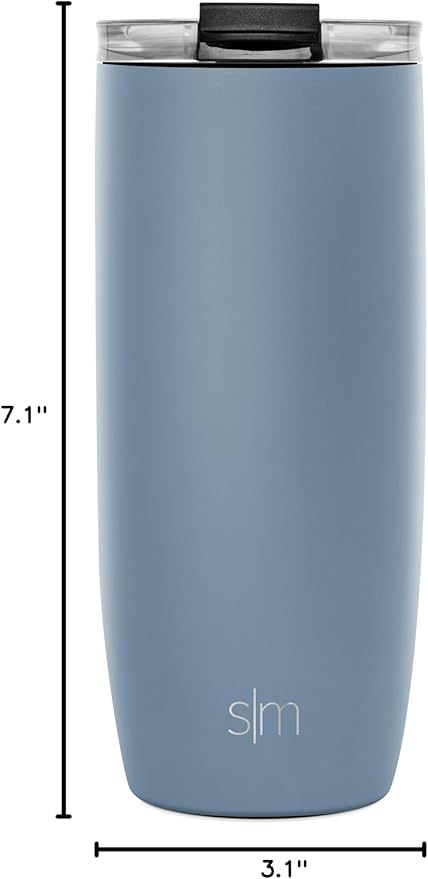 Simple Modern Travel Coffee Mug Tumbler with Flip Lid | Reusable Insulated Stainless Steel Cold Brew Iced Coffee Cup Thermos | Gifts for Women Men Him Her | Voyager Collection | 20oz | Blue Dune