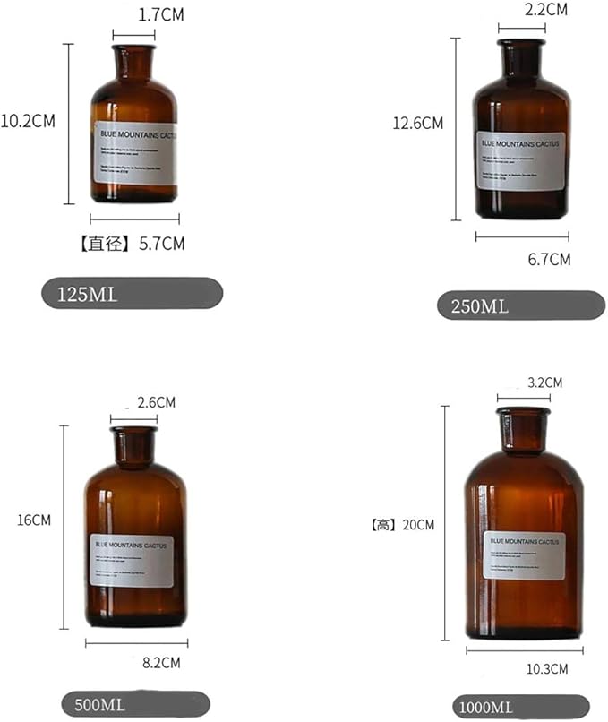 Amber Glass Bud Vase, 1pc Small Decorative Glass Bottles Brown Apothecary Jars Home Decor, Vintage Mini Floral Vases Centerpiece for Wedding Table Decor (125ml/4oz)