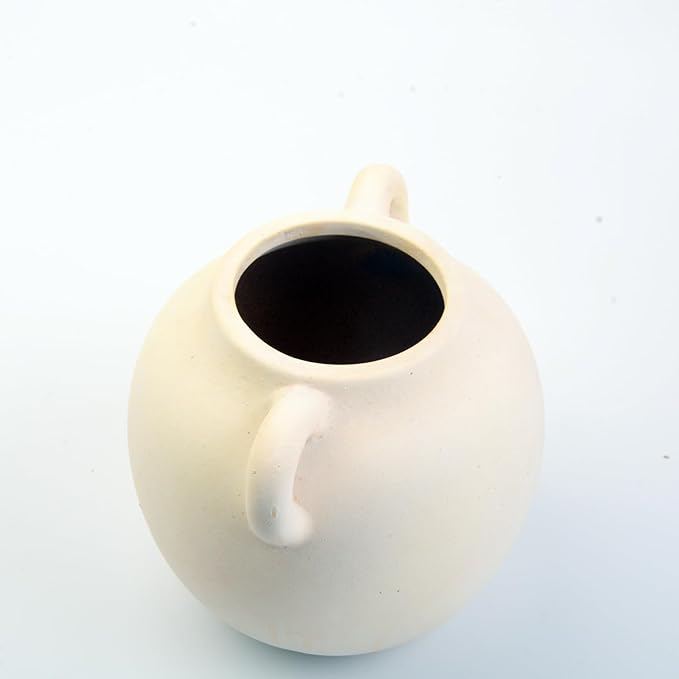Plain Beige Ceramic Vase for DIY Painting - Customizable Handmade Pottery, Blank Canvas for Flower Arrangements, Home Decor, Wedding & Office Decoration (6.89L x 6.22W x 5.83H)