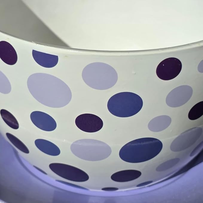 7.5” Round Ceramic Teacup Planter with Saucer – Purple Polka Dot Design Pot for Succulents, Orchid, Herbs & Indoor Houseplants/Flowers for Bithday & Home Decor & Any Other Occasion