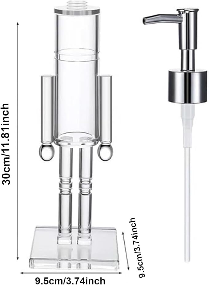 Nutcracker Soap Dispenser, 11.8 Inch Clear Acrylic Refillable Christmas Soap Bottle with Pump, Festive Holiday Hand Soap & Lotion Dispenser for Bathroom, Kitchen Countertop Decor