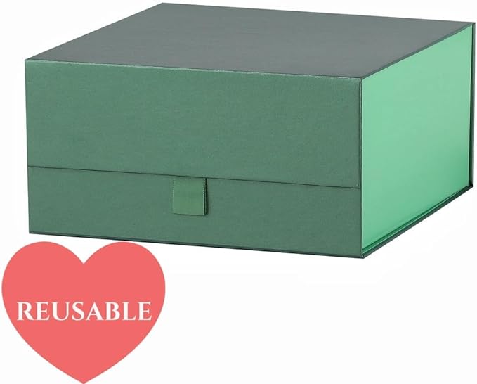 Green Gift Box 8x8x4 Inches Small Gift Boxes for Presents with Magnetic Closure LidLuxury Gift Box for Rectangle Collapsible for Bridesmaid, Wedding, Birthday Gift Packging