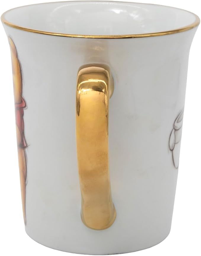 Disney 100th Anniversary Winnie the Pooh Ceramic Mug – Elegant D100 Anniversary Coffee Cup with Gold Handle – Collectible Ceramic Coffee Mug Featuring Winnie the Pooh – Official Licensee