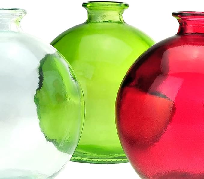Couronne Company Ball Recycled Glass Vase, G5464G01, 6.75 Inches Tall, 66 Ounce Capacity, Lime Green, 1 Piece