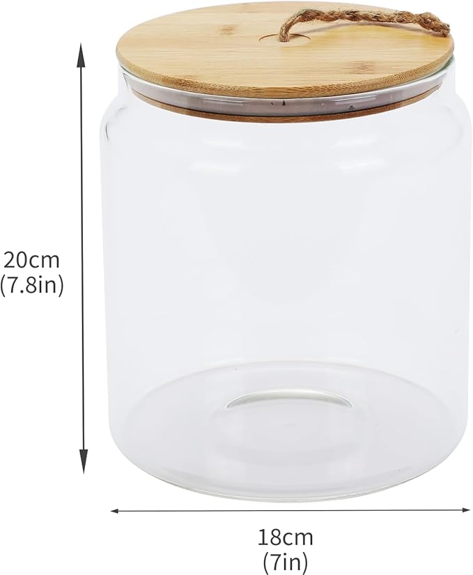 Rice Storage Container,Glass Cereal Dispenser Countertop with Bamboo Lid,Clear Airtight Food Storage Containers,135 Oz (4000ml) Kitchen Food Jars,Pantry Canister for Coffee Bean,Flour Sugar