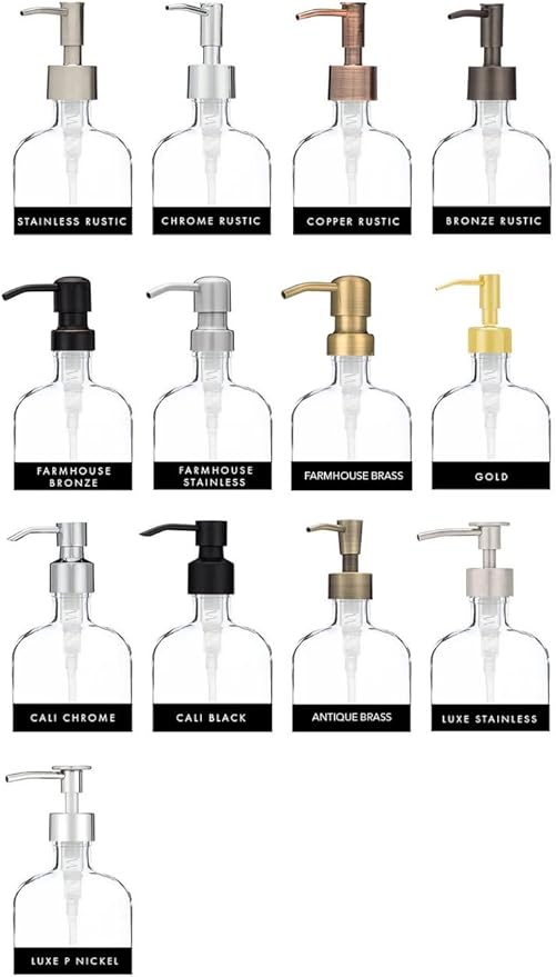 Rail19 French Vessel Glass Soap Dispenser with Metal Pump - Refillable Hand Soap, Lotion & Sanitizer for Sinks and Small Countertops, 8.5oz (Bronze Rustic)