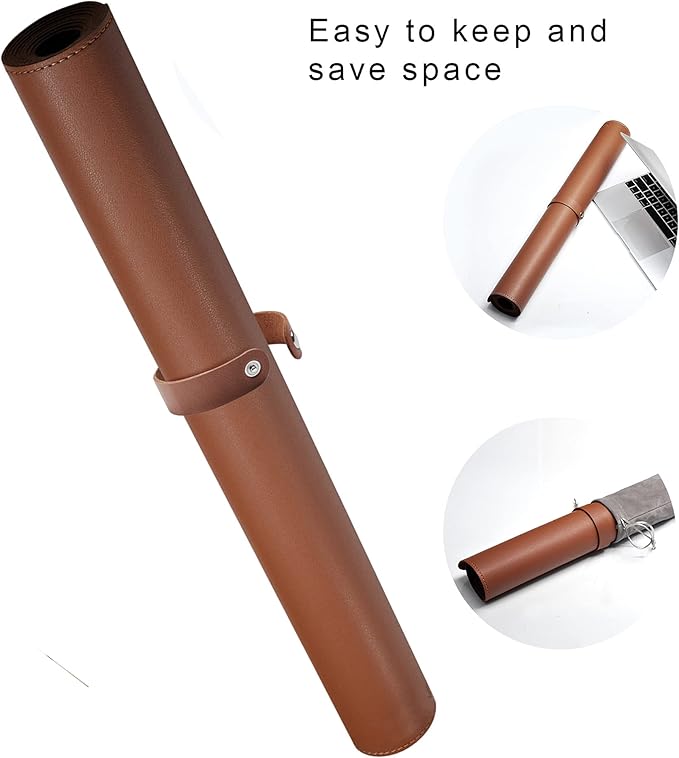 CENNBIE Leather Desk Mat, Extra Large Desk pad,Large Office Writing Desk Computer Leather Mat Mousepad,Waterproof - 39.3"x19.6" (Brown)