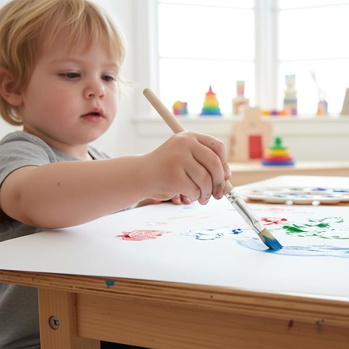 12 Pcs Wooden Stencil Brushes Set - 3 Sizes Natural Bristle Paint Brushes for Acrylic Paint, Round Pointed Template Brush for Acrylic Oil Watercolor Painting Stenciling, DIY Crafts and Art Projects