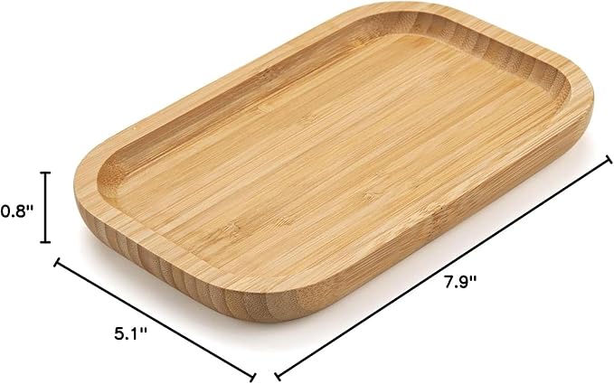 Bamboo Vanity Tray, Bathroom Counter Tray, Toilet Tank Tray, Bathroom Tray for Organizing and Home Decor, 7.9 x 5.1 x 0.8 inch