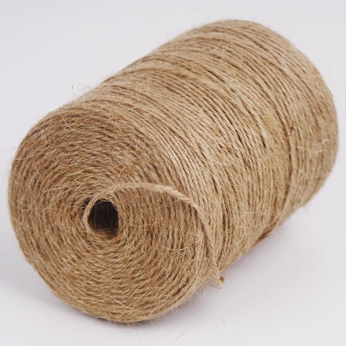 2Pack 2mm Natural Jute Twine String 1600 Feet Long Twine String for Crafting Gardening Gift Wrapping Macrame DIY Home Decor (Brown-800Feet/Roll)