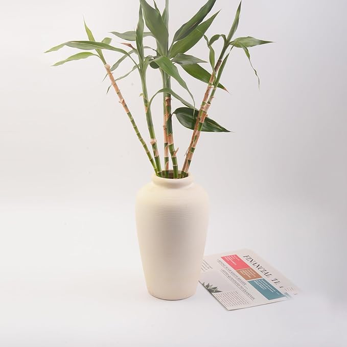 Plain Beige Ceramic Vase for DIY Painting - Customizable Handmade Pottery, Blank Canvas for Flower Arrangements, Home Decor, Wedding & Office Decoration (6.18L x 6.18W x 11H)
