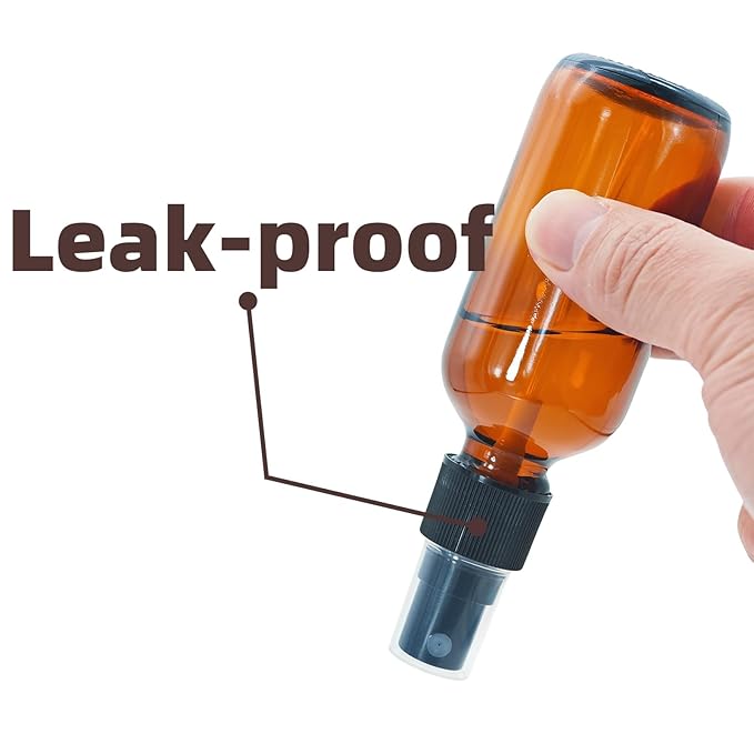 4 PACK 2 oz Amber Small Glass Spray Bottles, Empty Spray Bottle for Hair, Plants, Perfume - Fine Mist, 2oz Mini Spray Bottle