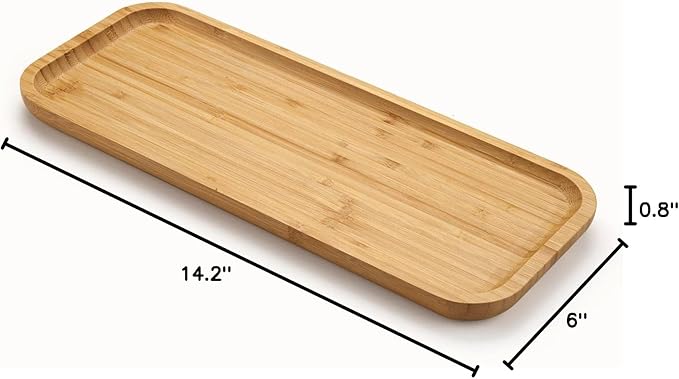 Bamboo Vanity Tray, Bathroom Counter Tray, Toilet Tank Tray, Bathroom Tray for Organizing and Home Decor, 14.2 x 6 x 0.8 inch