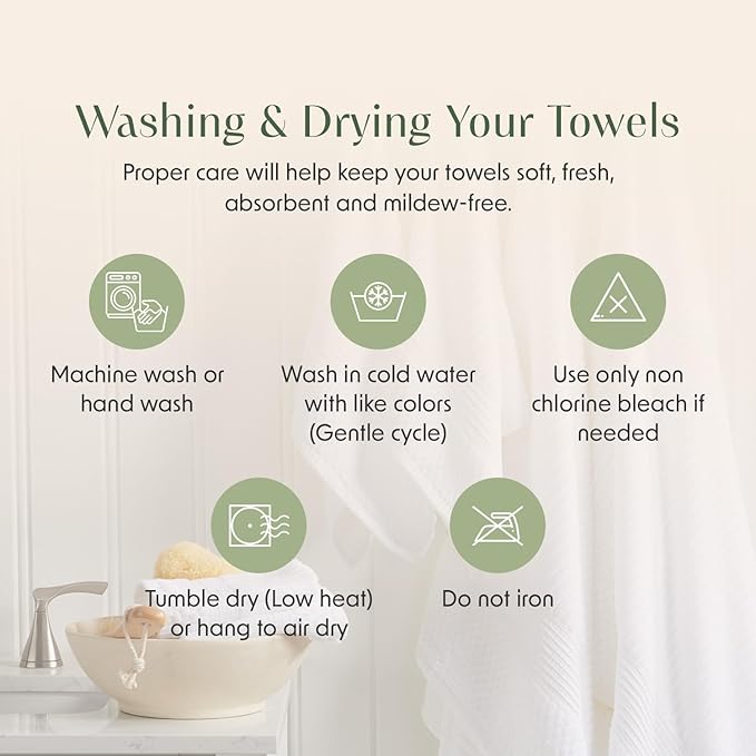 Springtree Home 100% Cotton Bath Towel Set | 6 Piece Set | Absorbent & Quick-Dry Bath Towels | Textured and Durable Cotton | Krista Collection - Cream