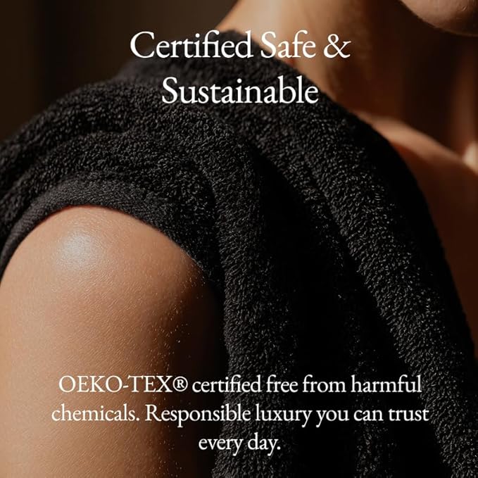 Italic Ultraplush 100% Australian Cotton Towels - Set of 2 Luxury Bath Towels, Quick Dry Plush and Absorbent, Heavy Duty Large Bath Towels, 800GSM Towels for Bathroom & Spa (Black)