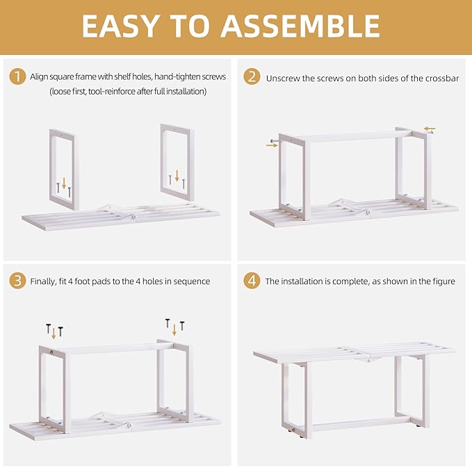 2 Pack Metal Plant Stand Indoor, Outdoor Iron Plant Shelf, Heavy Duty Slatted Display Shelf for Patio Balcony Garden Living Room Load Bearing 330 LB 26" L x 10.4" H x 8.6" W 1 Tier White
