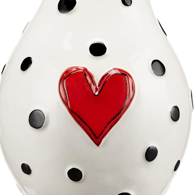 DEMDACO Black Dot Red Heart 5 x 6 Stoneware Large Decorative Vase