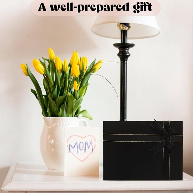 Nsmykhg Luxury Gift Box With Lid & Ribbon, 5 Pack 11.4x8.7x4.1 - Elegant Wedding & Birthday Packaging, Perfect For Shoes, Clothing & Bridal Gifts (Black)