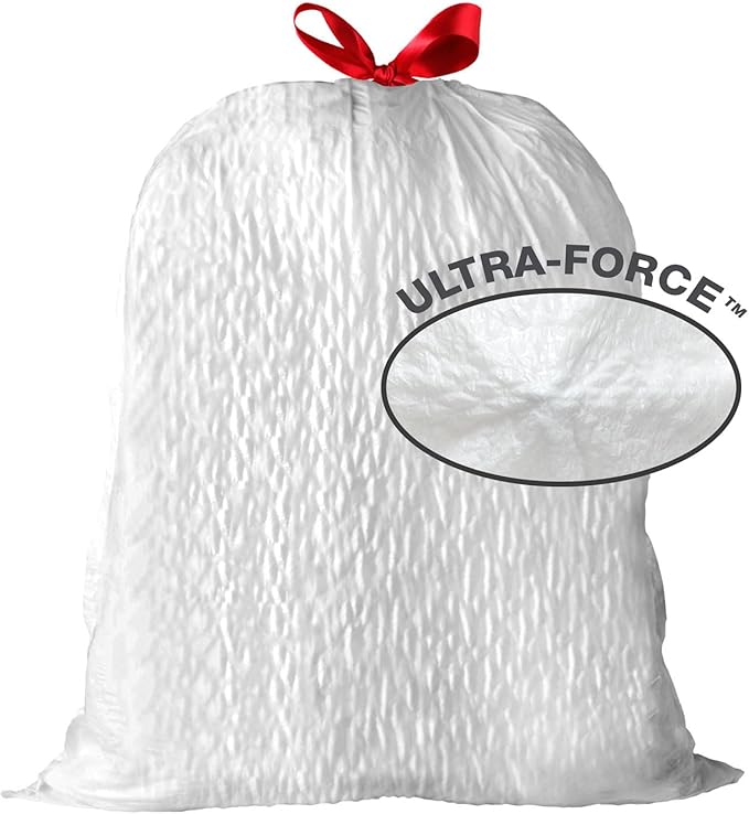 Amazon Basics Ultra-Force Tall Kitchen Drawstring Trash Bags, Lavender Scented, 13 Gallon, 80 Count, Pack of 1