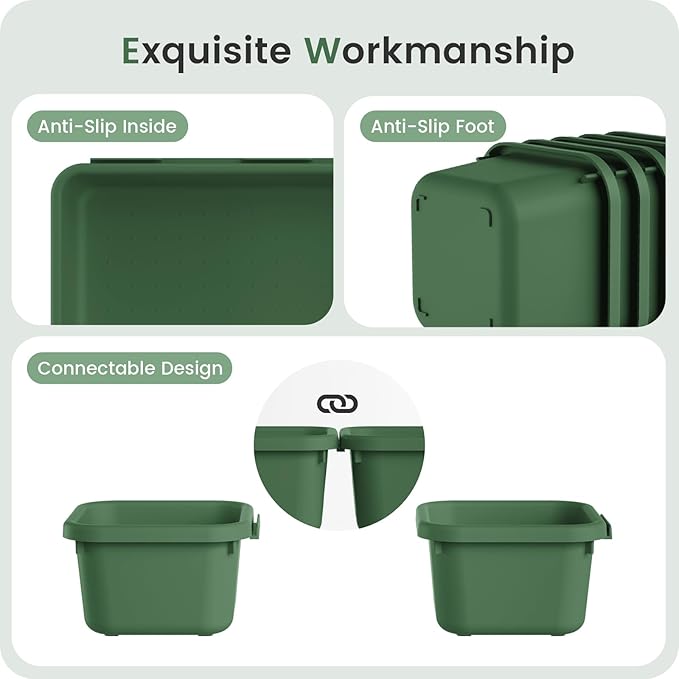 A-LuGei 【28PCS】 Drawer Organizer, Bathroom Organizers and Storage, Makeup organizer, Desk drawer organizer, Storage Bins for Kitchen Office Bedroom Vanity Jewelry Pantry Garage【ArmyGreen】【4Size】