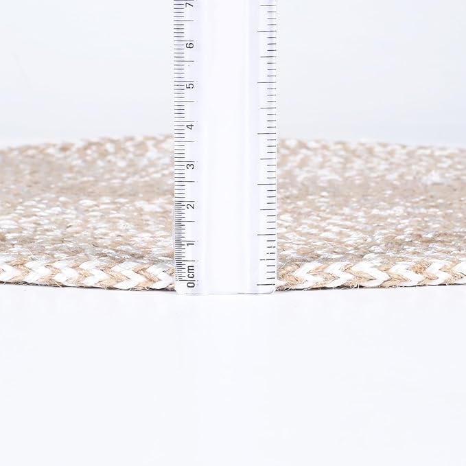 Hausattire Jute Braided Placemats 14 Inches Round Set of 4 Reversible Handwoven Boho Vintage Placemats for Kitchen Dining Tables|BBQ's Thanksgiving Decor Weddings Indoor & Outdoor Parties|Off-White