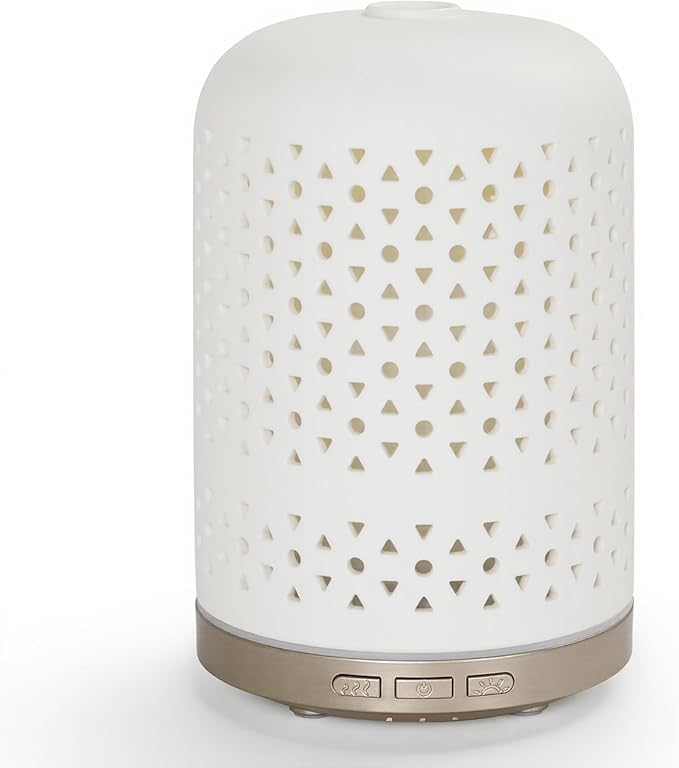 Essential Oil Diffuser – 2.4MHz Ultrasonic Aromatherapy Diffuser, Health Night Light, Timer & Auto Shut-Off, BPA-Free, 120ml Ceramic Scent Diffuser for Home,Yoga, Spa, Meditation, Hotel