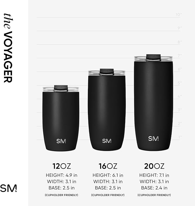 Simple Modern Travel Coffee Mug Tumbler with Flip Lid | Reusable Insulated Stainless Steel Cold Brew Iced Coffee Cup Thermos | Gifts for Women Men Him Her | Voyager Collection | 16oz | Almond Birch