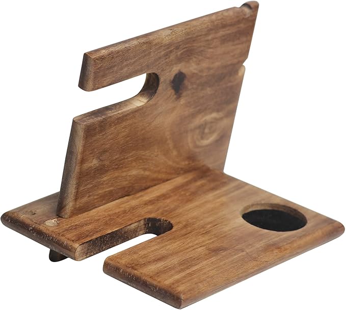 wood phone docking station for men - Night Stand Organizer for Cell Phone Stand, Key Holder, Wallet Stand Watch irthday Gifts for Mom, Dad - Anniversary Idea from Wife