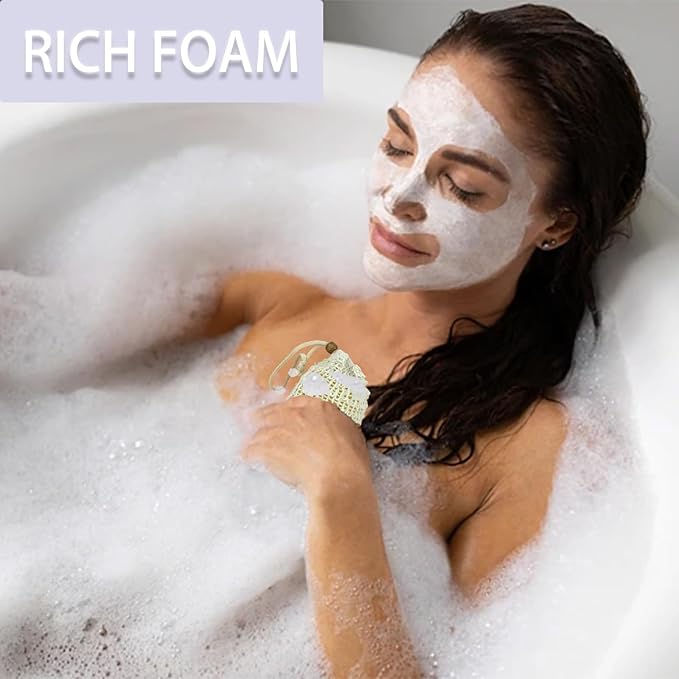 8 PCS Beige Soap Saver Bag Natural Sisal Soap Bag Pouch for Foaming and Drying Soap Holder for Shower Exfoliating Mesh Soap Bag