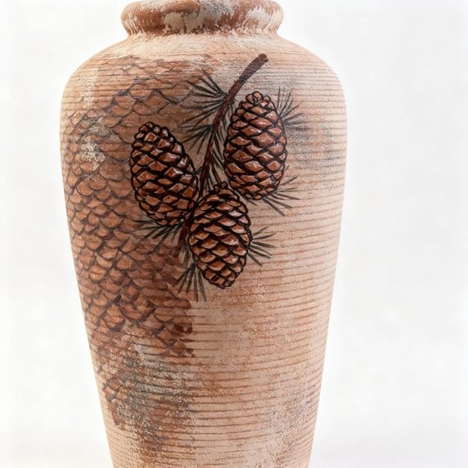 Plain Brown Ceramic Vase for DIY Painting - Customizable Handmade Pottery, Blank Canvas for Flower Arrangements, Home Decor, Wedding & Office Decoration (6.18L x 6.18W x 11H)