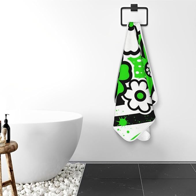 Graphic Flowers Quick Dry Microfiber Towel, Ultra Absorbent & Soft Coral Fleece Bath Towels for Body, Hair, Gym, Yoga, Spa & Travel - Lightweight & Fast Drying Multipurpose Towel (27"X55"