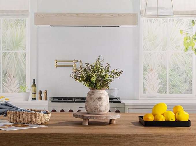 Ceramic Small Flower Vase, 6“ Rustic Farmhouse Vases Home Decor, Short Pottery Decorative Pampas Vase for Table Living Room Entryway Mantel Bookshelf Bedroom Bathroom Kitchen-Rustic